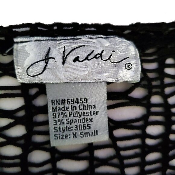 J Valdi Beachy Coverup 3/4 Sleeve Black Mesh V Neck Swim Pool Tunic Size XS - Picture 5 of 12